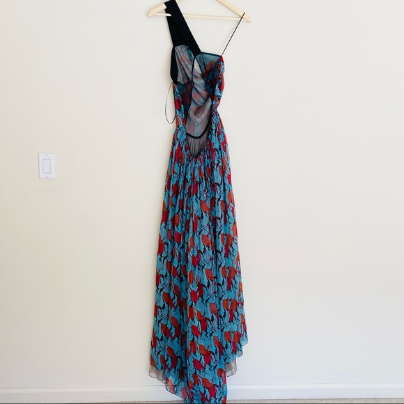 NEW Sophie Theallet Blue Silk Floral Long Dress SZ 6 - Picture 4 of 9